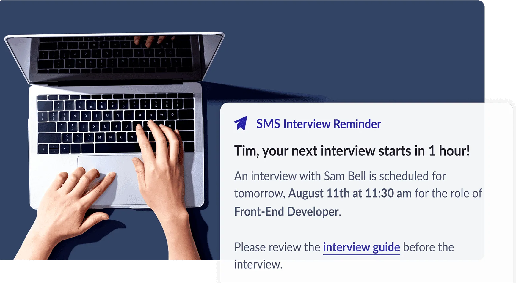 SMS interview reminder notification example