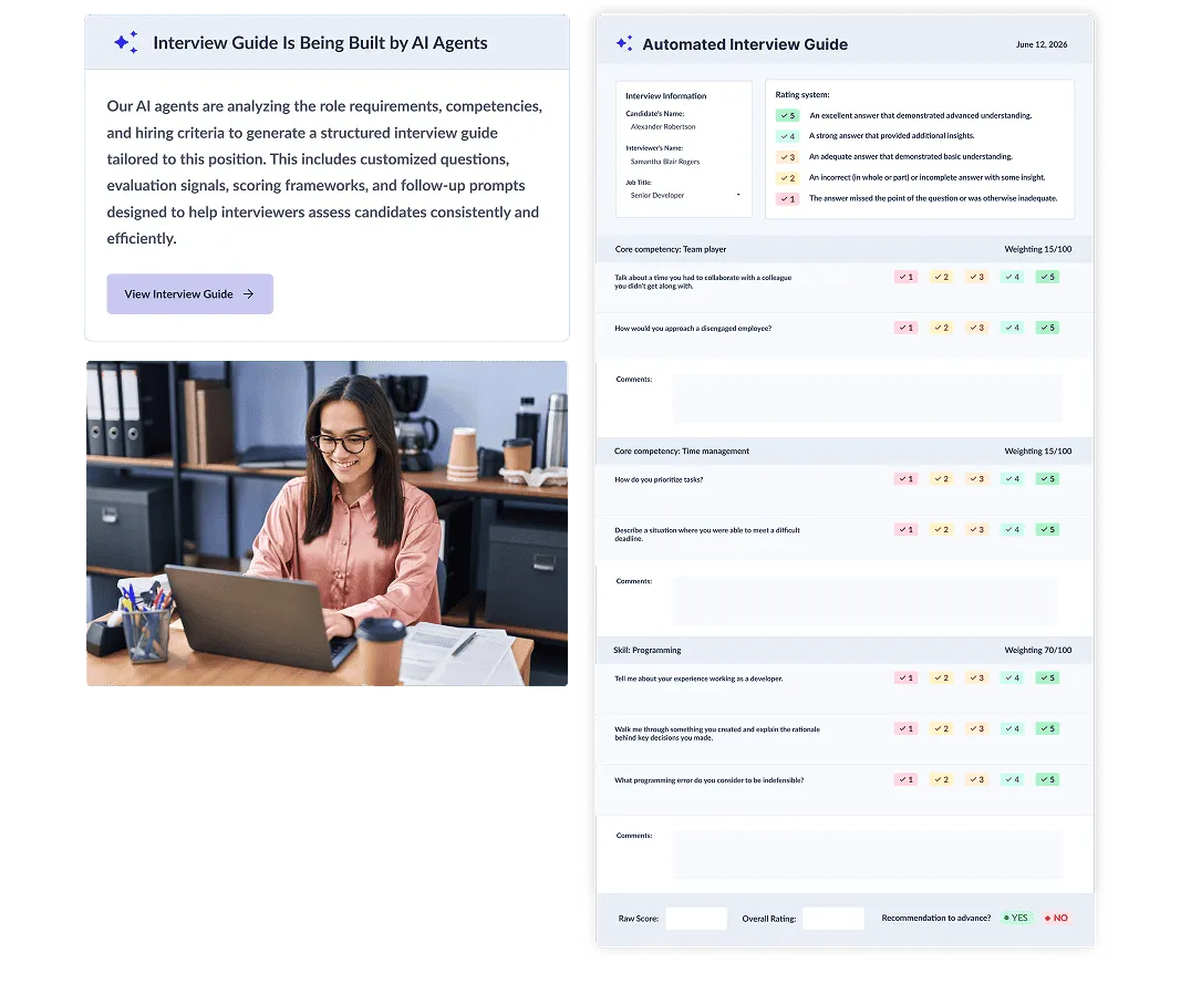 AI-generated interview guide with competency questions