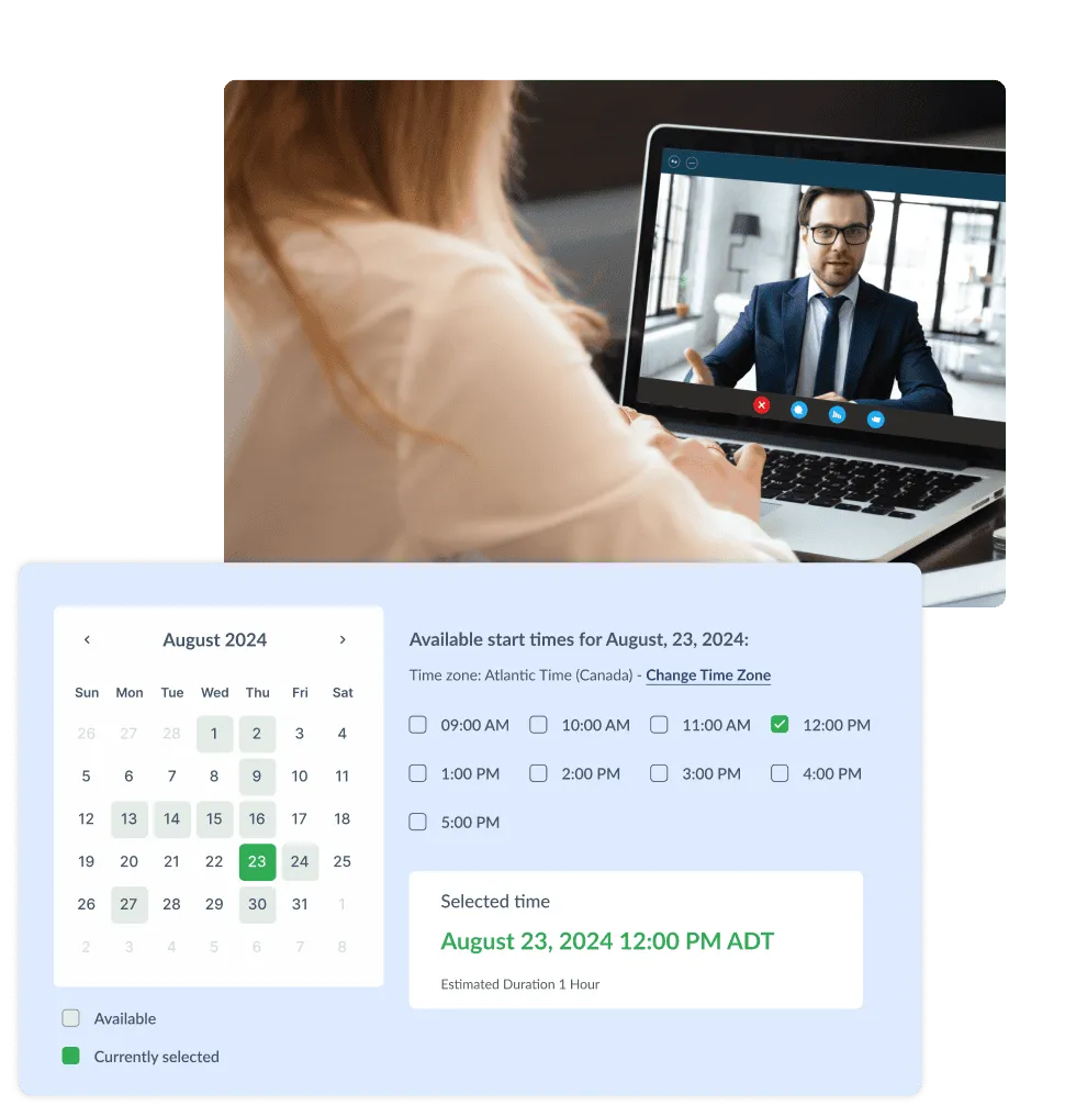 Automated interview scheduling calendar interface