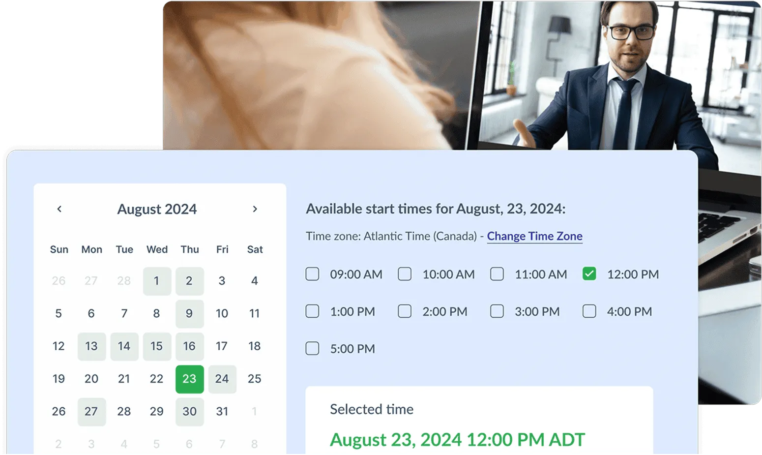 Automated interview scheduling calendar interface
