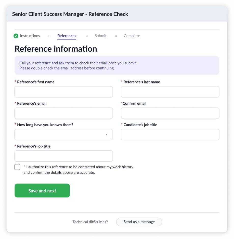 Candidates submit references