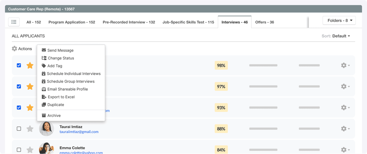 Selecting mulitple profiles in the VidCruiter profile