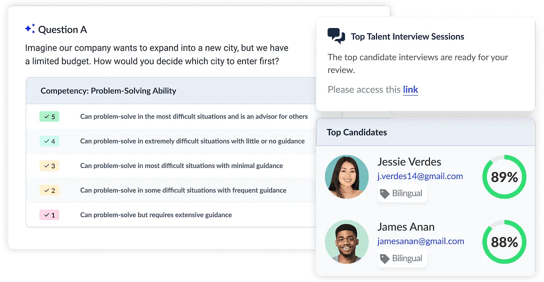Hiring manager candidate review and scoring interface