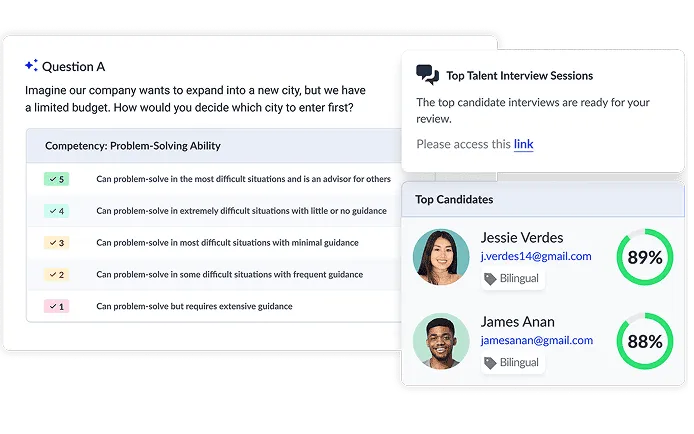 Hiring manager candidate review and scoring interface