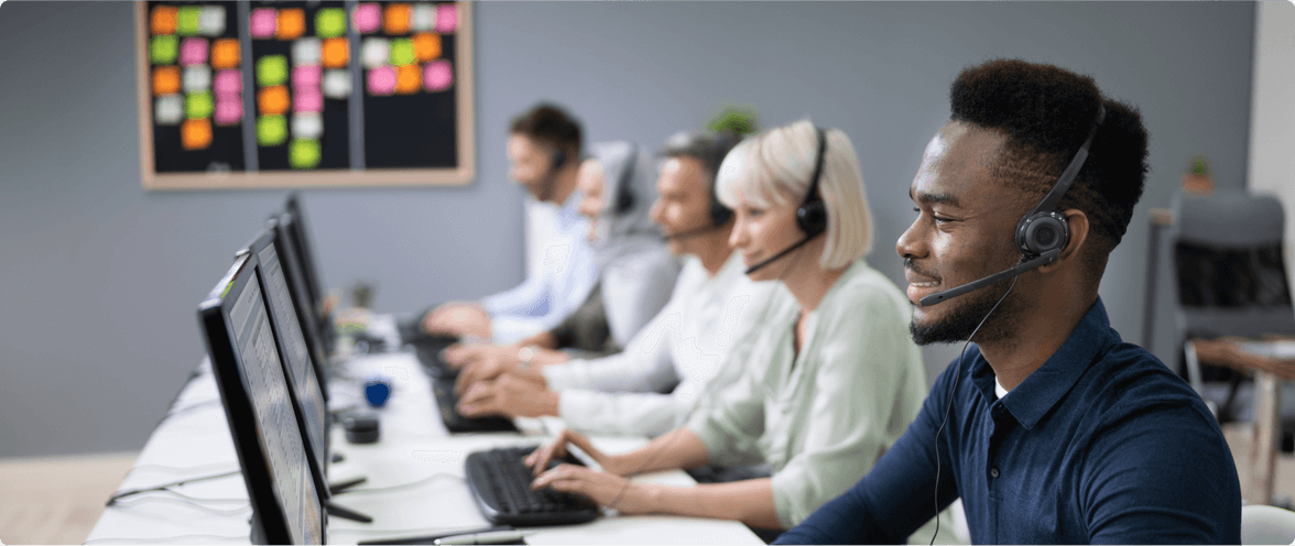 Workers at their computers