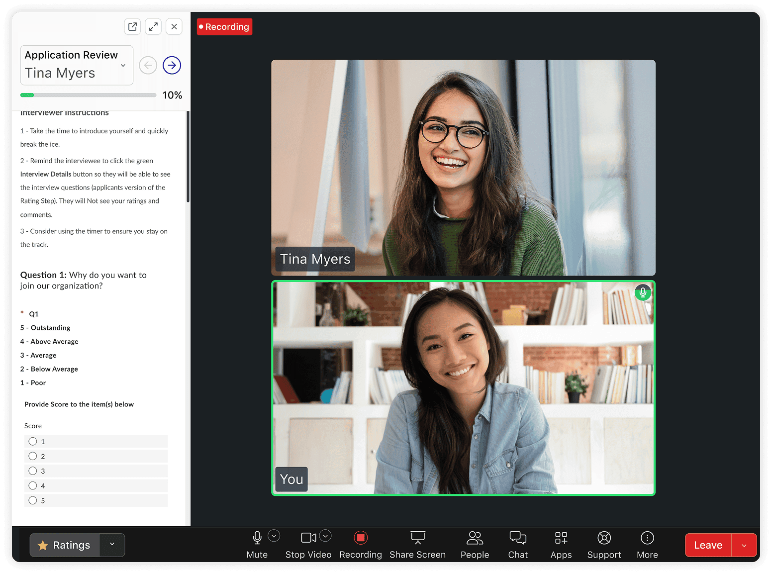 Live Video Interview Features