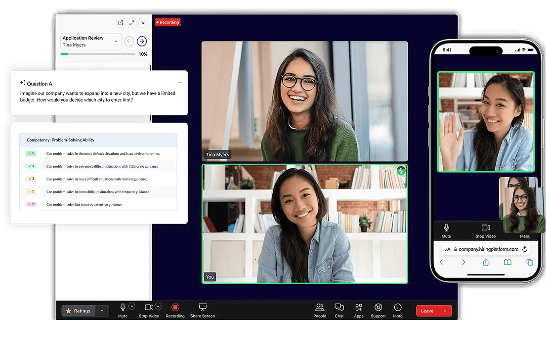 Live video interview session with multiple participants