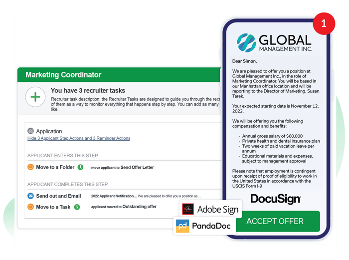 A single dashboard tracks the real-time progress of all job requisition approvals 