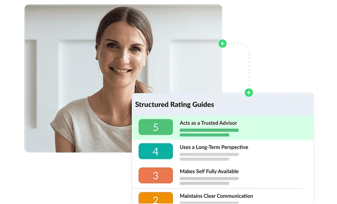 Structured rating guides with scored competencies