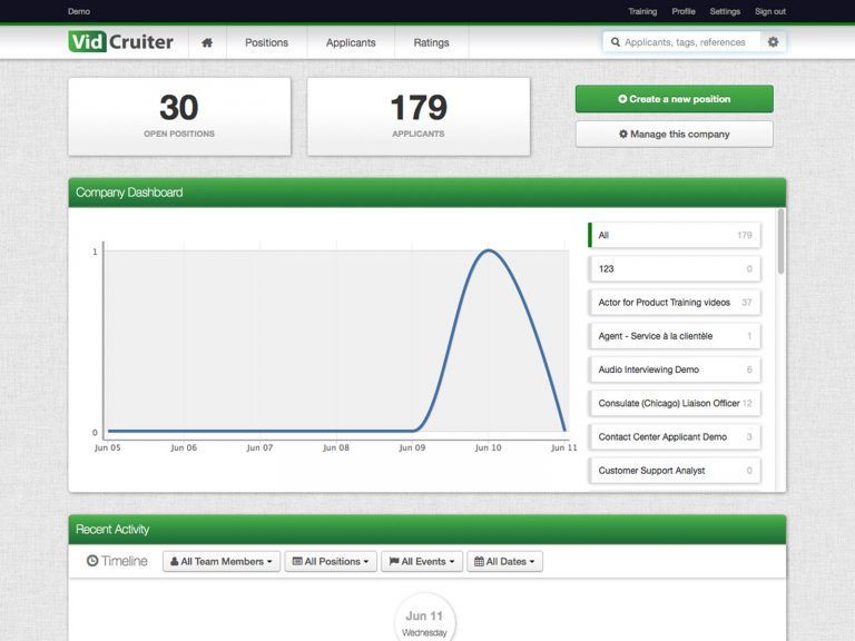 VidCruiter Software Dashboard